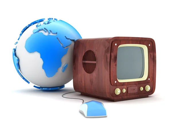 Retro tv and computer mouse — Stock Photo, Image