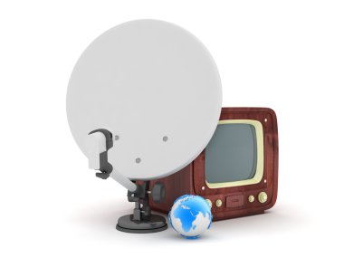 uydu, retro tv ve dünya Küre