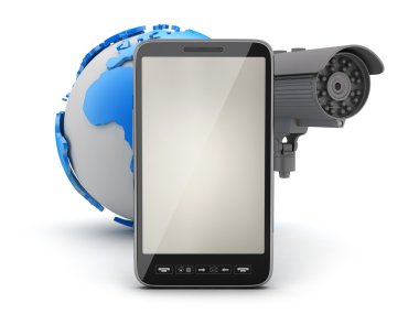 Güvenlik kamera, cep telefonu ve dünya Küre