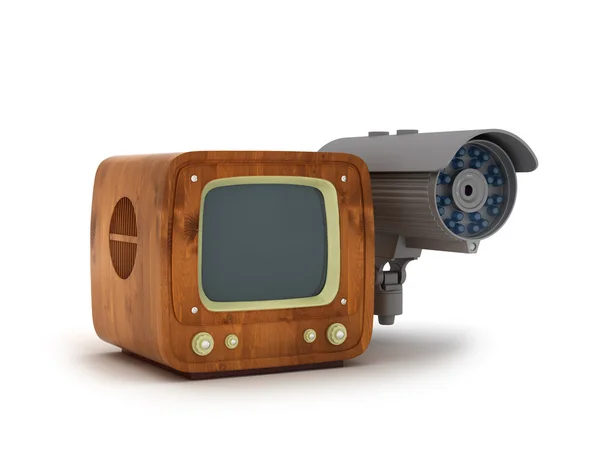 Güvenlik kamerası ve retro tv — Stok fotoğraf