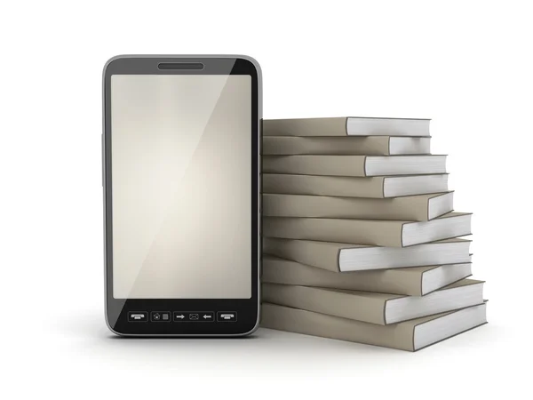 Bücherstapel und Handy — Stockfoto