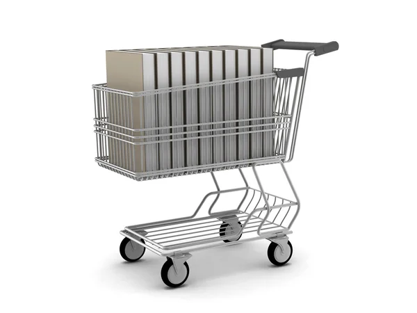 Books in shopping cart — Stock Photo, Image