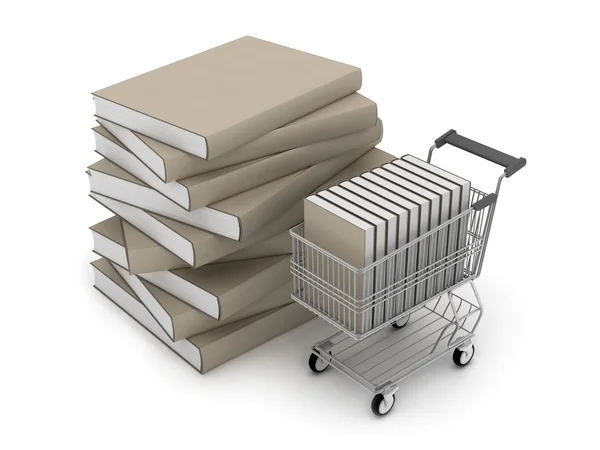 Books and shopping cart — Stock Photo, Image