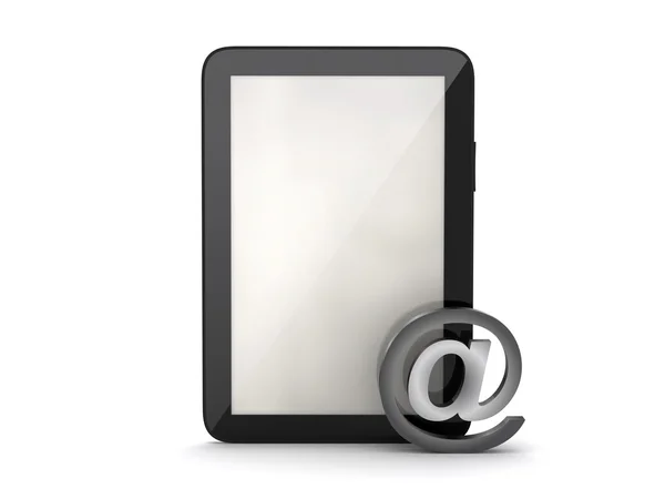 Tablet ordenador y signo de correo electrónico — Foto de Stock