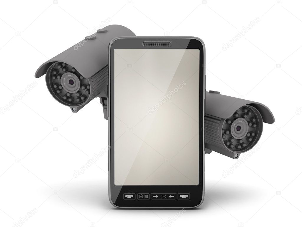 Two security cameras and mobile phone