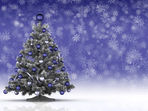 Christmas tree on snowflake background — Stock Photo, Image