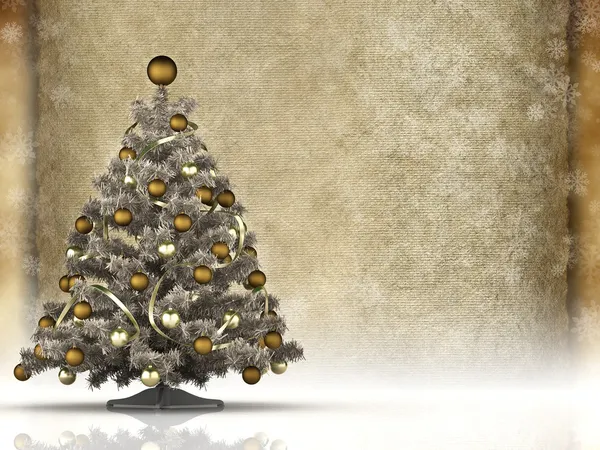 Kerstmis achtergrond - kerstboom en blanco papier blad — Stockfoto