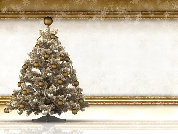 Kerstmis achtergrond - kerstboom en blanco papier blad — Stockfoto