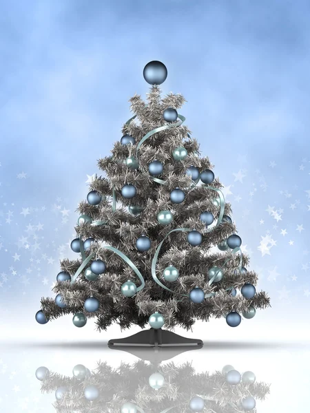 Christmas tree on blue background — Stock Photo, Image