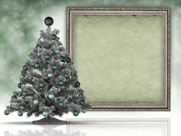 Xmas bakgrund - julgran och handgjort papper plåt — Stockfoto