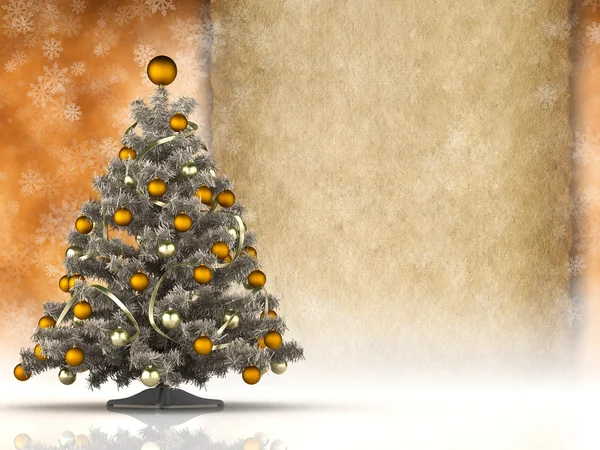 Kerstboom en handgeschept papier blad — Stockfoto