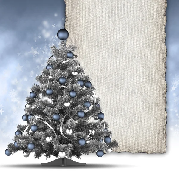 Julgran och blankt papper plåt för text — Stockfoto