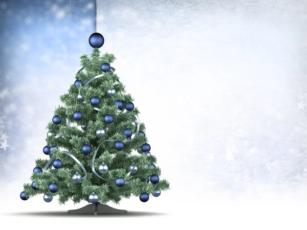 Árbol de Navidad y espacio en blanco para texto sobre fondo azul —  Fotos de Stock