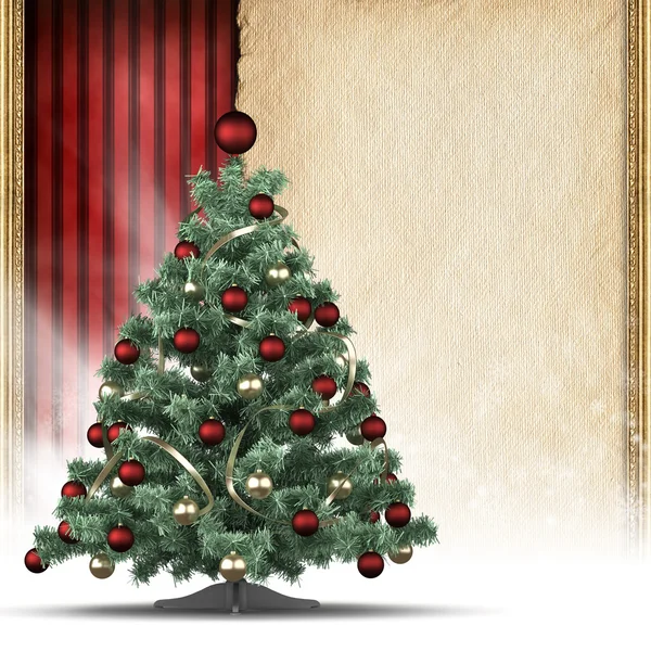 Christmas tree and blank handmade paper sheet — Stock Photo, Image