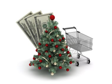 Noel alışveriş konsept illüstrasyon