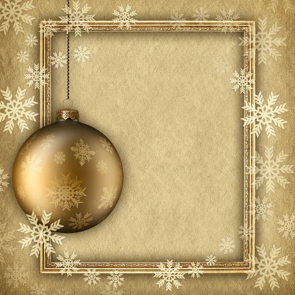 Weihnachten Hintergrund - Christbaumkugel und Schneeflocken — Stockfoto
