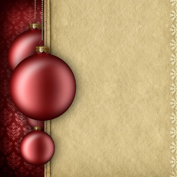 Kerstmis achtergrond template - kerstballen en lege ruimte voor tekst — Stockfoto