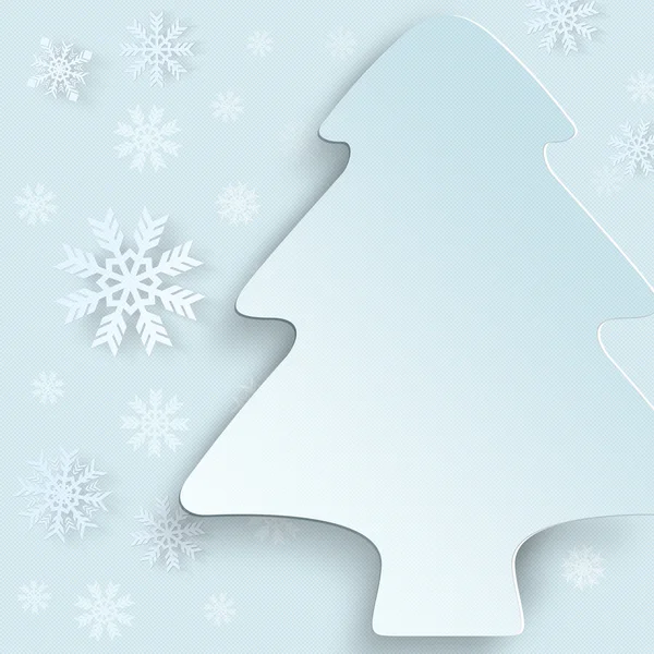 Sfondo di Natale moderno - forma di albero di Natale e fiocchi di neve — Foto Stock