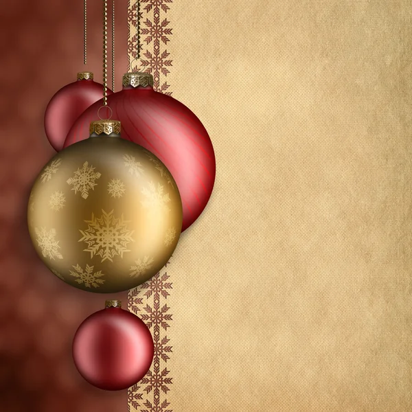 Christmas background - red and gold baubles — Stock Photo, Image