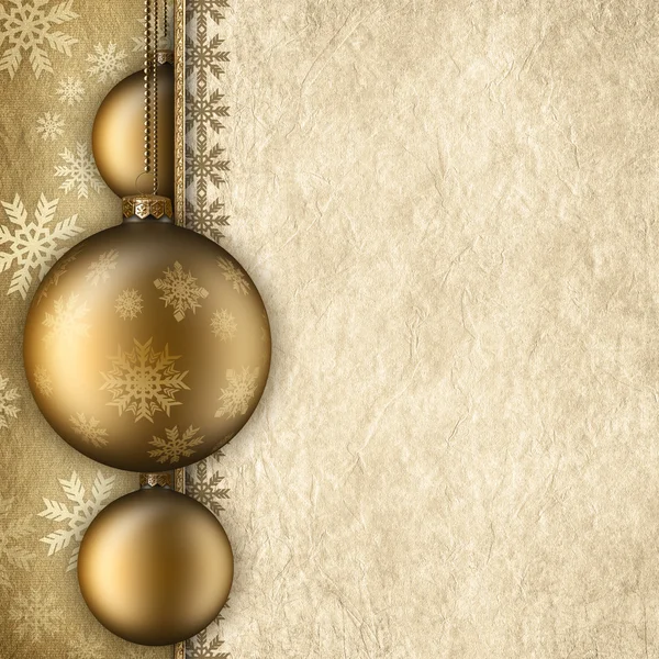 Sfondo di Natale - bagattelle d'oro e spazio vuoto per il testo — Foto Stock