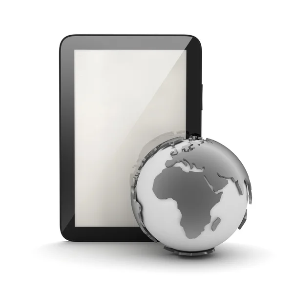 Tablet computer and earth globe — Stock Photo, Image