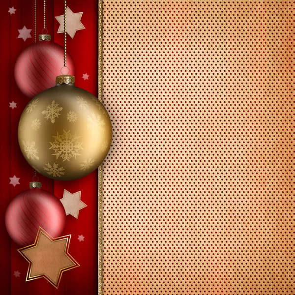Modelo de cartão de Natal - baulbles, estrelas e espaço em branco para te — Fotografia de Stock
