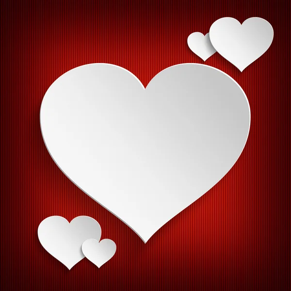 Valentines Day - white hearts on red background — Stock Photo, Image