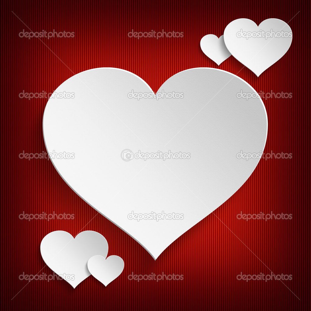 Valentines Day - white hearts on red background