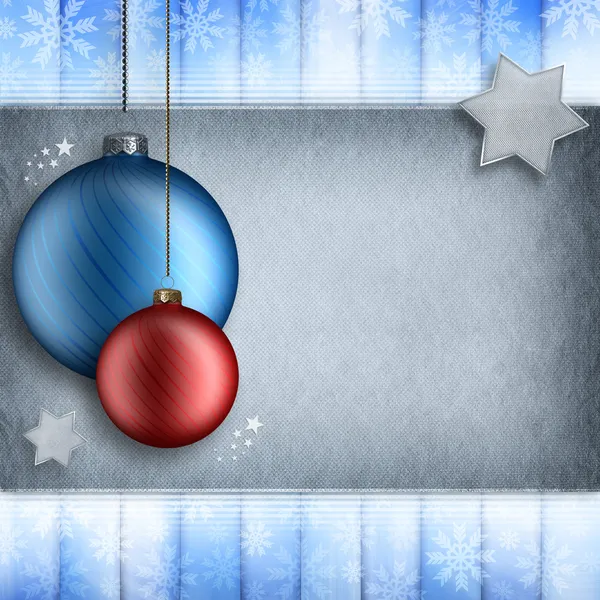 Kerstmis achtergrond - rood en blauw kerstballen — Stockfoto