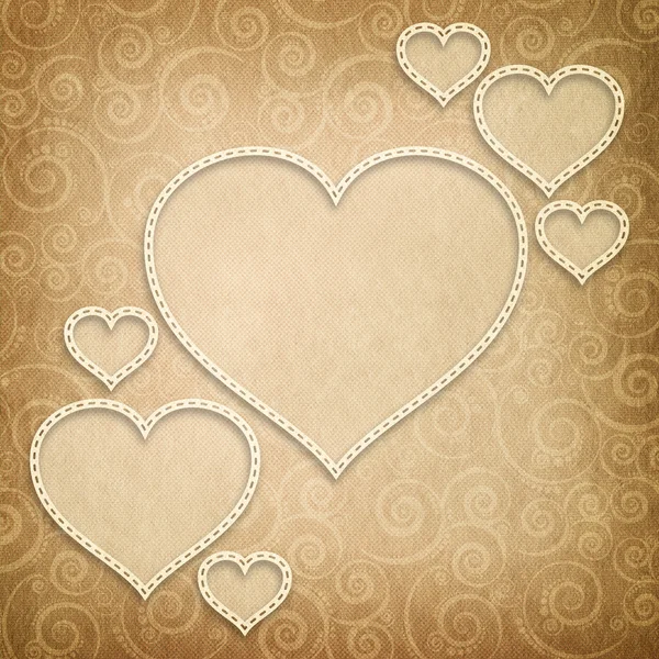 Valentýn - srdce na vzorované pozadí — Stock fotografie