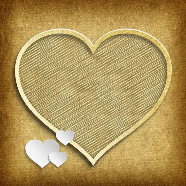 Valentines Day - shapes of hearts on handmade paper background — Stock Photo, Image