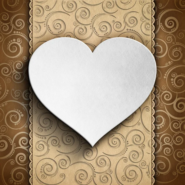 Valentijnskaart - hart op patroon achtergrond — Stockfoto