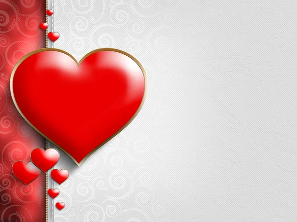 Valentine's Day - red hearts and white background — Stock Photo, Image