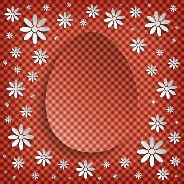 Easter greeting card - egg and white flowers — Stock Photo, Image