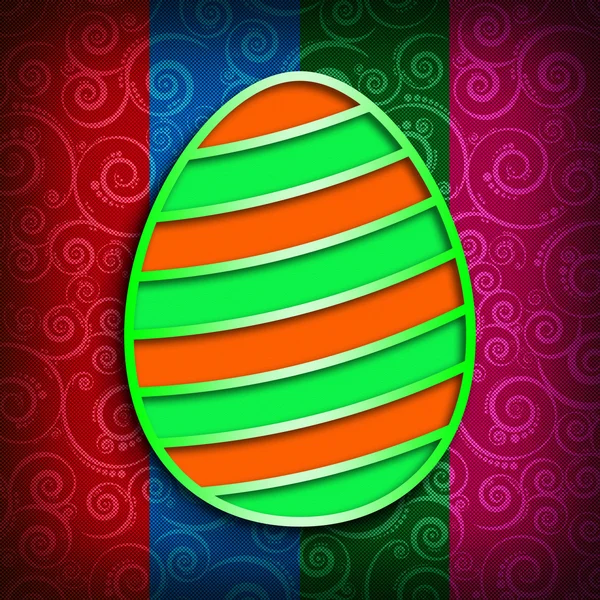 Gelukkig Paaskaart - easter egg op patroon achtergrond — Stockfoto