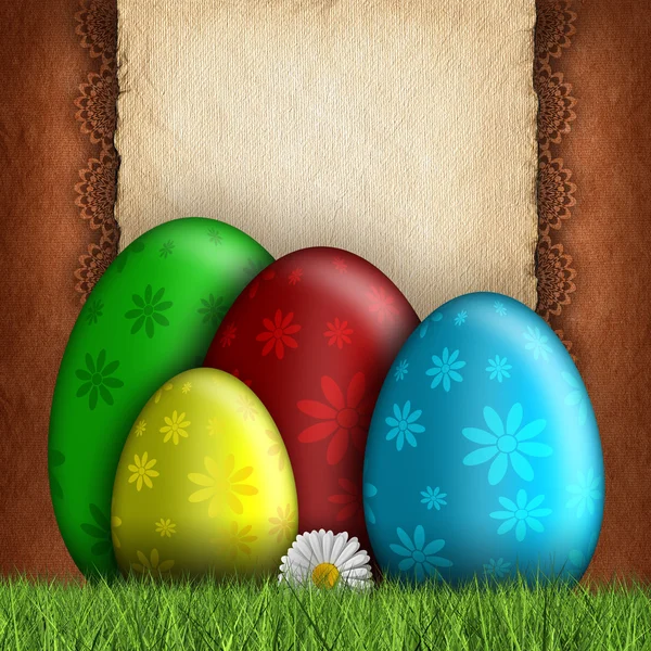 Happy Easter wenskaart - eieren en lege ruimte voor tekst — Stockfoto