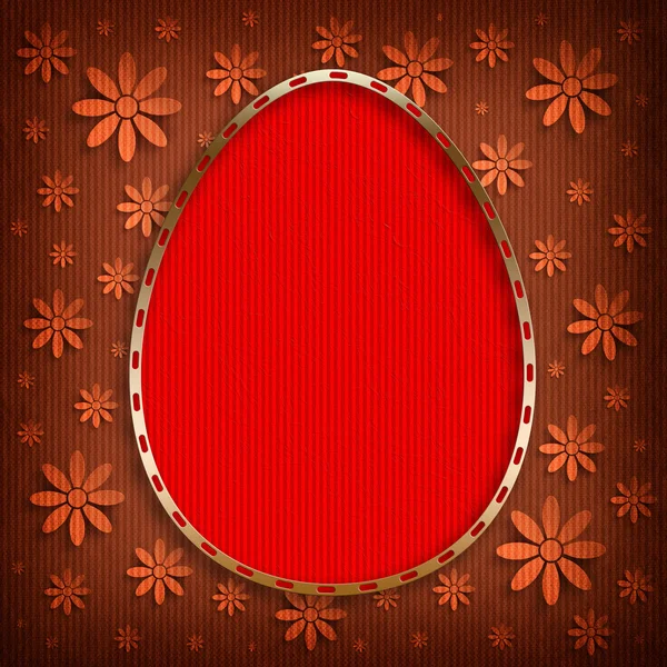 Szczęśliwy kartka Wielkanocna - kształt jajka i kwiaty — Zdjęcie stockowe
