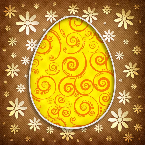 Frohe Osterkarte - gefärbtes Ei und Blumen — Stockfoto