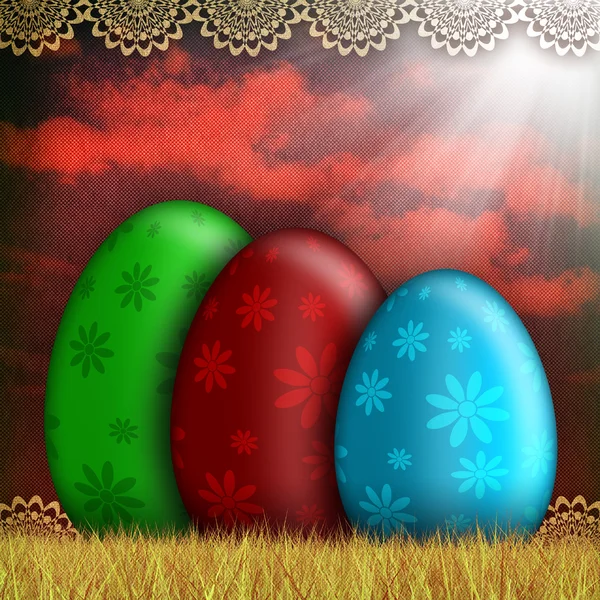 Colored Easter eggs on abstract background — Stock Photo, Image