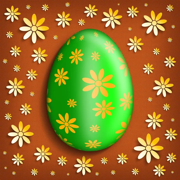 Happy easter egg op oranje achtergrond achtergrond - groen — Stockfoto