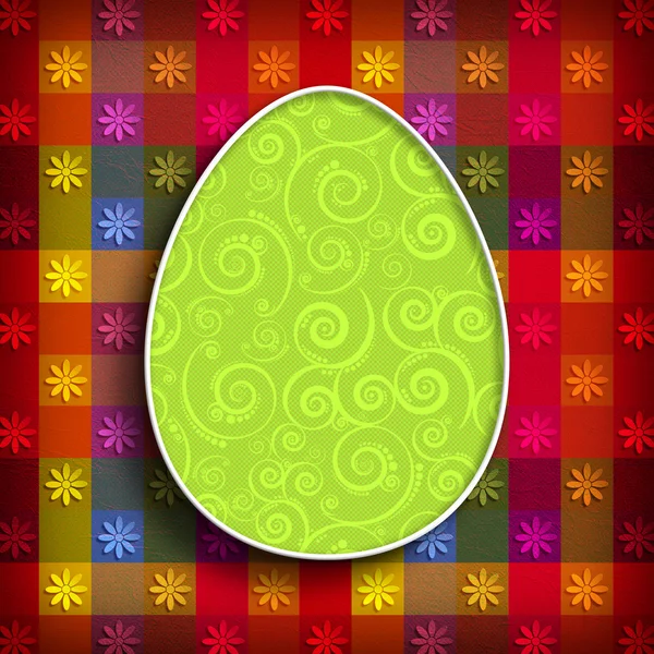 Happy Easter card template - patterned egg on colored background — Stock Photo, Image