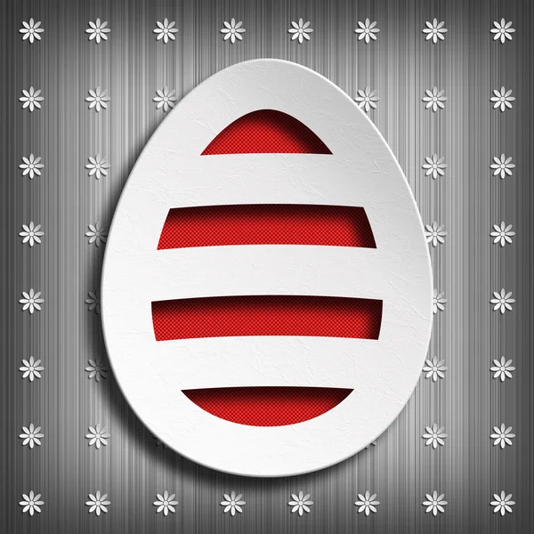 Happy Easter - shape of easter egg on gray background — Stock Photo, Image