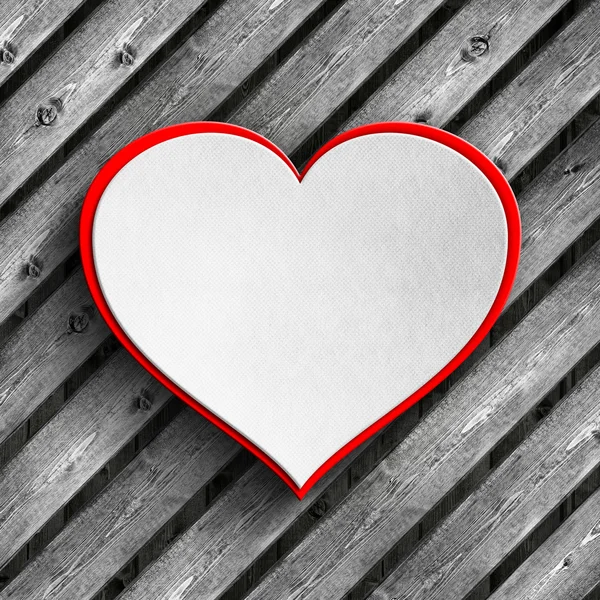 Fond de carte Saint-Valentin - coeur sur planches de bois — Photo