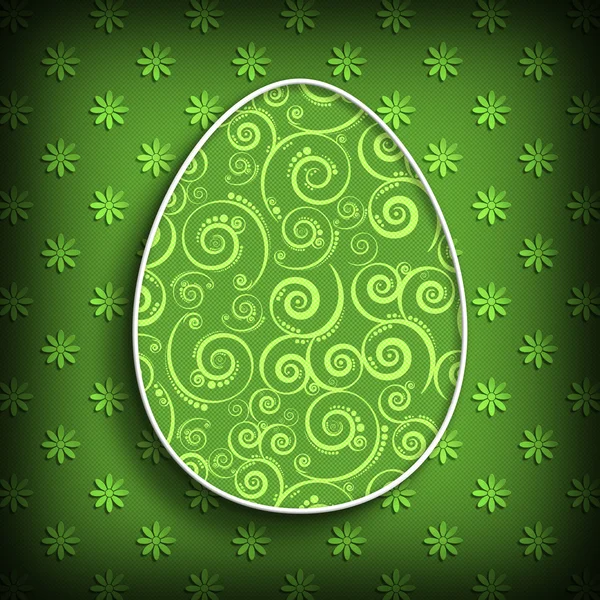 Happy Easter greeting card template - green egg on green backgro — Stock Photo, Image