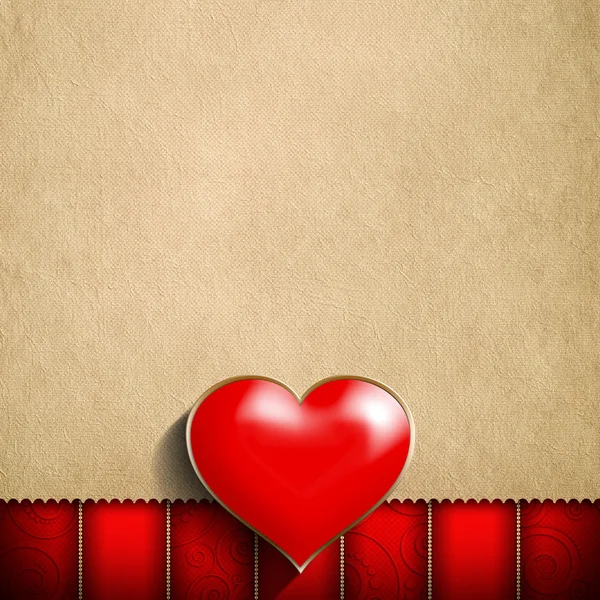 Valentine's Day background - red heart and blank space for text — Stock Photo, Image