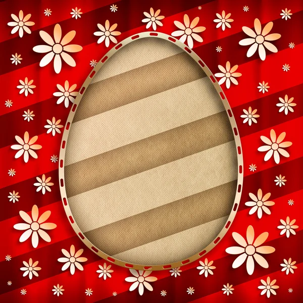 Forma de huevo de Pascua en marco dorado sobre fondo estampado — Foto de Stock