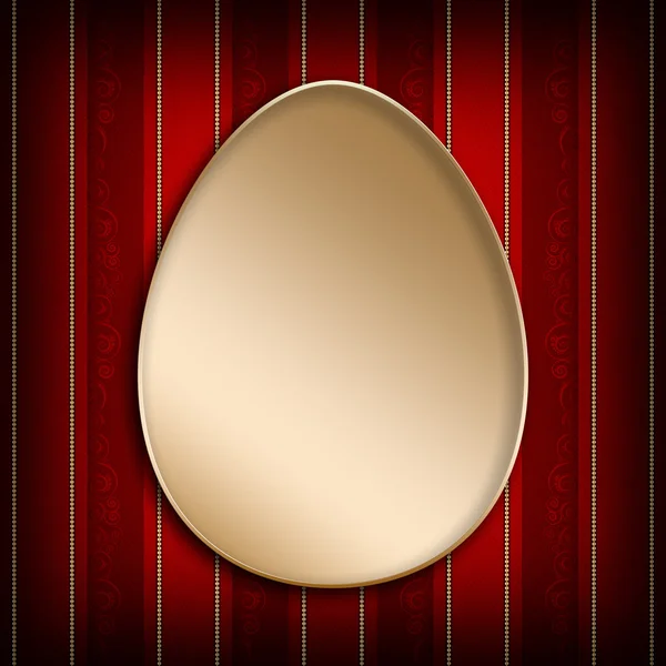 Happy Easter - golden egg on red background — Stock Photo, Image