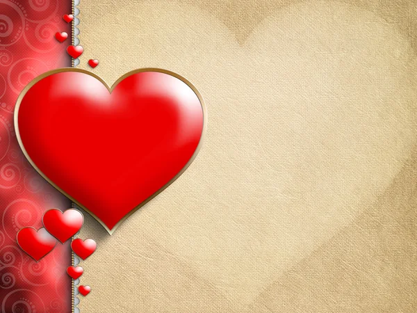 情人节贺卡 — — 红色的心 — 图库照片
