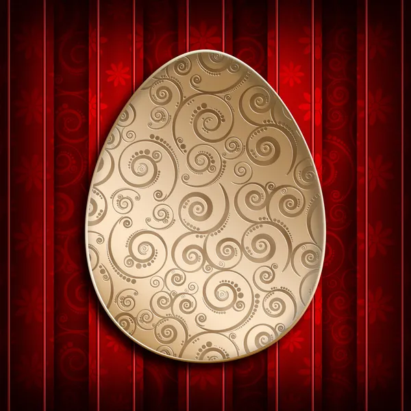 Happy Easter card - patterned edd on red background — Stock Photo, Image