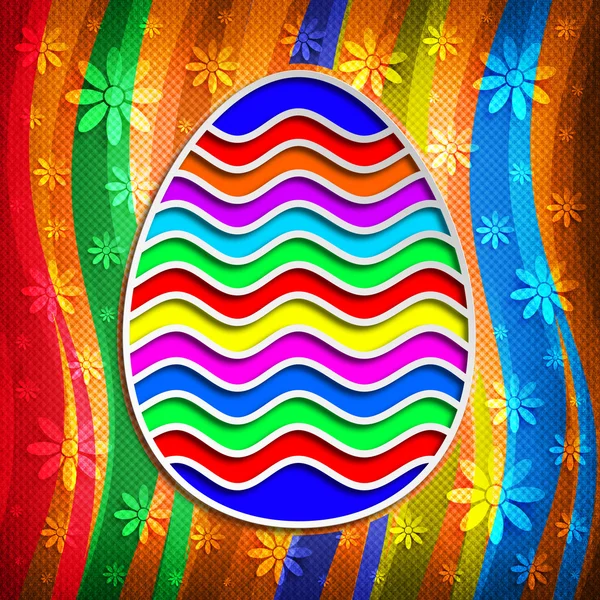 Frohe Ostern - farbiges Osterei auf farbigem Hintergrund — Stockfoto